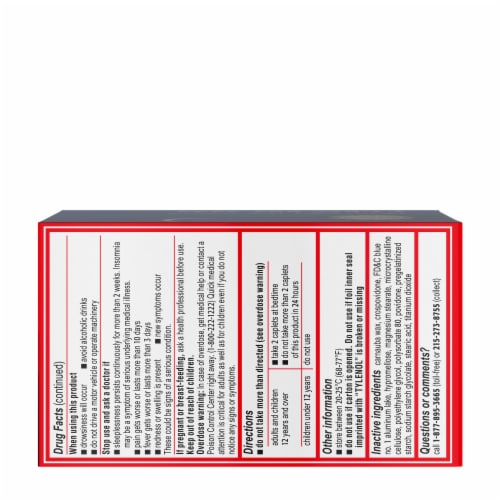 Tylenol PM Extra Strength Pain Reliever & Sleep Aid Caplets Perspective: bottom