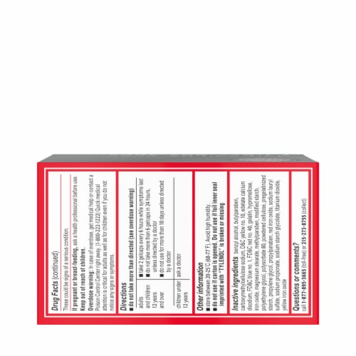 Tylenol Extra Strength 500 Mg Acetaminophen Rapid Release Gels Perspective: bottom