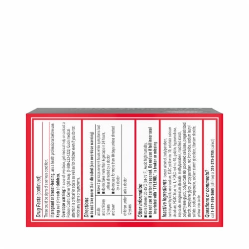 Tylenol Extra Strength 500 Mg Acetaminophen Rapid Release Gels Perspective: bottom