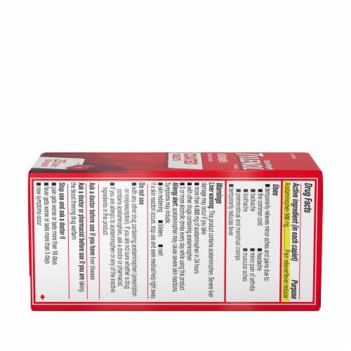 Tylenol Extra Strength Coated Tablets With Acetaminophen 500Mg Perspective: bottom