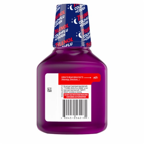 Tylenol Cold + Flu + Cough Night Liquid Medicine, Wild Berry Perspective: bottom