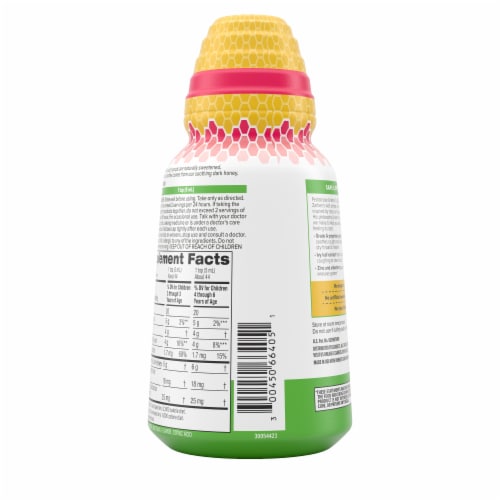 Zarbee's Children's Daytime Cough + Mucus Syrup Dark Honey Real Elderberry and Zinc Liquid Perspective: bottom