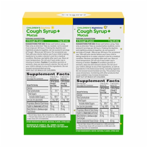 Zarbee's Children's Cough Syrup + Mucus Day & Night Pack Perspective: bottom