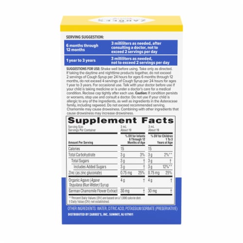 Zarbee's Baby Nighttime Cough Syrup + Immune, Agave Taste Perspective: bottom