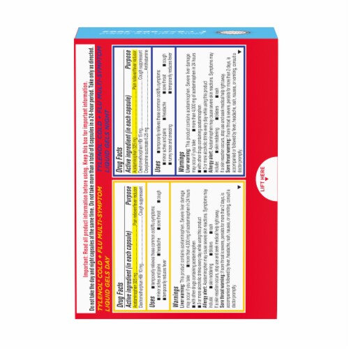 Tylenol Day & Night Cold & Flu Multi-Symptom Liquid Gels Pack Perspective: bottom