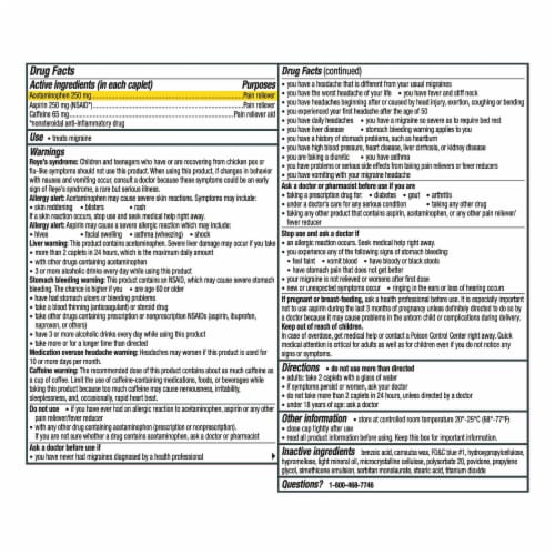 Excedrin Migraine Headache Relief Caplets Perspective: bottom