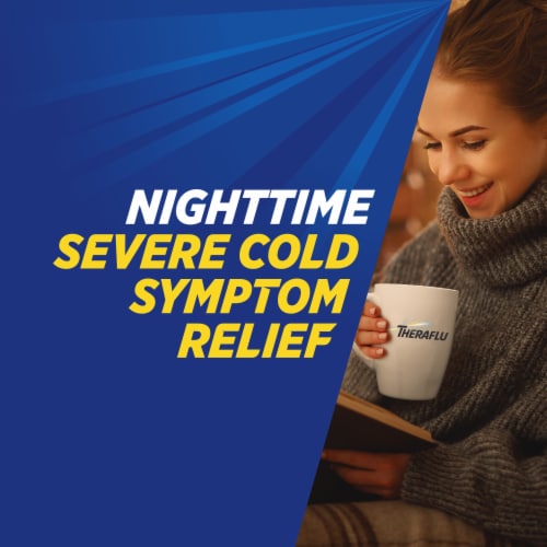 Theraflu Nighttime Severe Cold Relief Honey Lemon Flavor Powder Perspective: bottom
