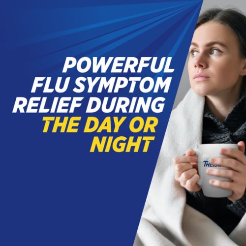 Theraflu Combo Daytime and Nighttime Severe Cold Relief Honey Lemon Flavor Powder Perspective: bottom