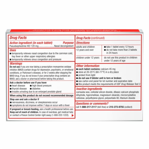 Sudafed Maximum Strength 12 HR Sinus Decongestant, Non-Drowsy Perspective: bottom