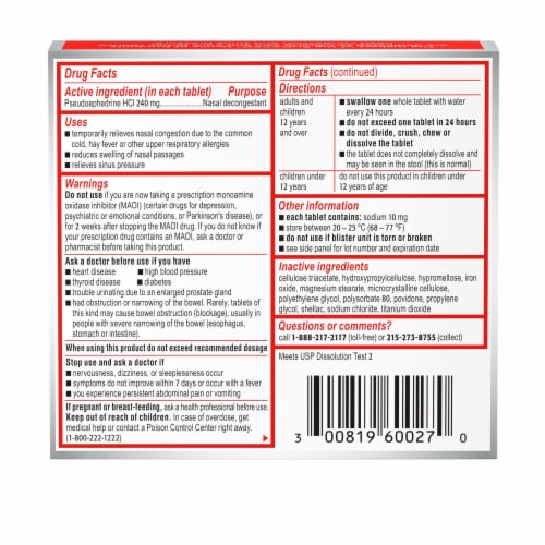 Sudafed Sinus Congestion 24 Hour, Maximum Strength Decongestant Perspective: bottom