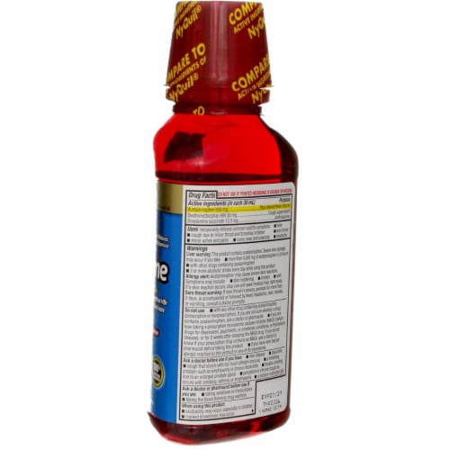 GoodSense Acetaminophen Nighttime Cold & Flu Relief Liquid, Cherry, 12 fl oz Perspective: bottom