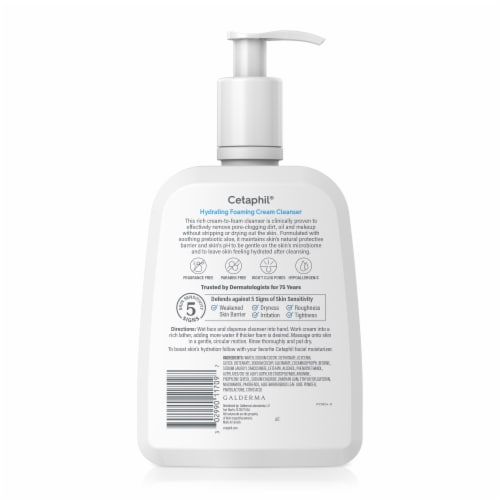Cetaphil Hydrating Foaming Cream Cleanser, Face Wash with Transformative Cream-to-foam Texture Perspective: bottom