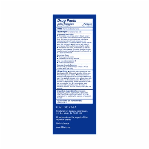 Differin Daily Deep Cleanser Acne Face Wash with 5% Benzoyl Peroxide Perspective: bottom