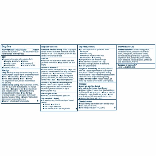Advil Coated Caplets Pain Reliever and Fever Reducer Ibuprofen Perspective: bottom