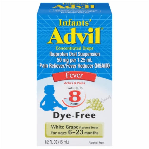 Advil® Infants' White Grape Flavored Ibuprofen Oral Suspension Concentrated Drops Perspective: bottom