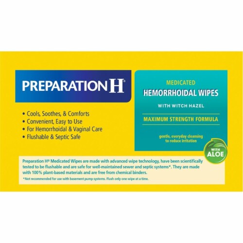 Preparation H Medicated Wipes Pouch, Maximum Strength+Witch Hazel/Aloe (180 ct.) Perspective: bottom