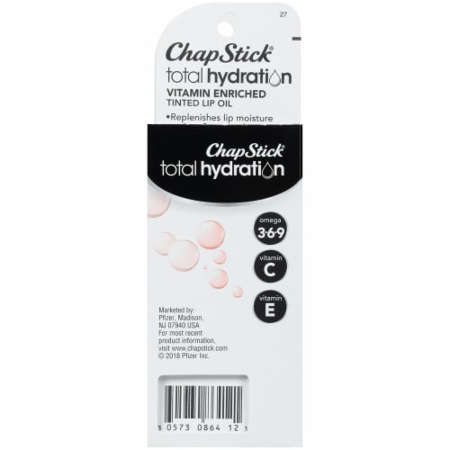 ChapStick Total Hydration Vitamin Enriched Nearly Nude Tinted Lip Oil Tube Perspective: bottom