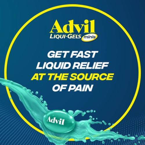 Advil Liqui-Gels minis Pain Reliever and Fever Reducer Ibuprofen 200 mg for Pain Relief Perspective: bottom