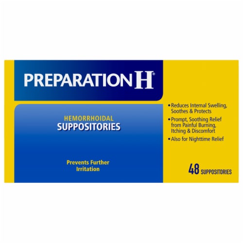 Preparation H Hemorrhoid Itching and Discomfort Relief Suppositories Perspective: bottom