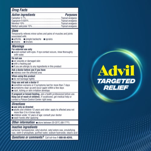 Advil Targeted Relief Pain Relieving Cream Up to 8 Hours of Powerful Relief Perspective: bottom