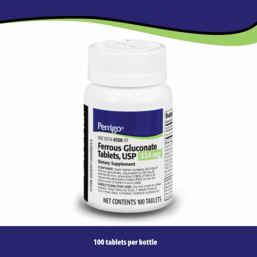 Perrigo® Ferrous Gluconate Tablets 324mg Perspective: bottom