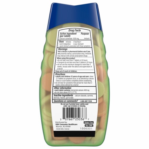 TUMS Naturals Black Cherry & Watermelon Ultra Strength Antacid Tablets Perspective: bottom