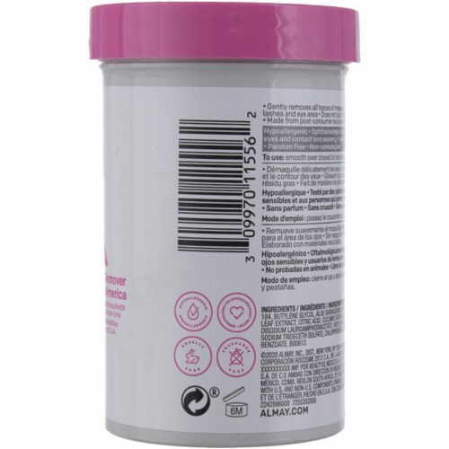 Almay Biodegradable Oil-Free Micellar Eye Makeup Remover Pads Perspective: bottom