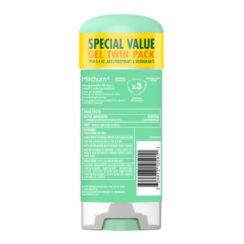 Mitchum Triple Odor Defense Women Gel Deodorant Shower Fresh 2-Pack Perspective: bottom