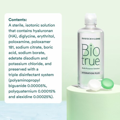Biotrue Hydration Plus Contact Lens Solution Multi-Purpose Soft Lens Cleaner Perspective: bottom