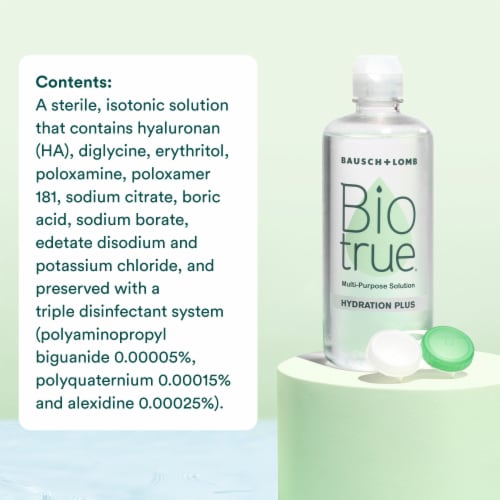 Biotrue Hydration Plus Contact Lens Solution for Soft Lenses with Lens Case Perspective: bottom