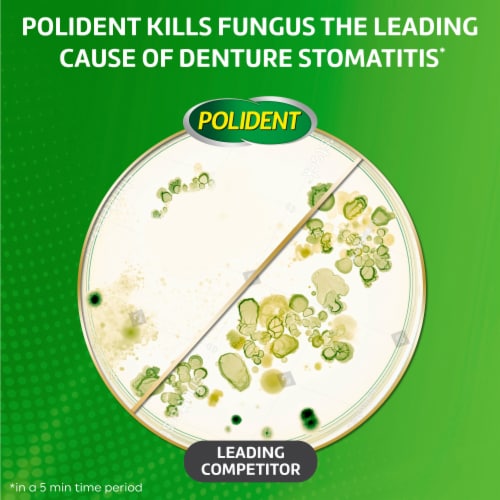 Polident Three Minute Triple Mint Antibacterial Denture Cleanser Effervescent Tablets Perspective: bottom