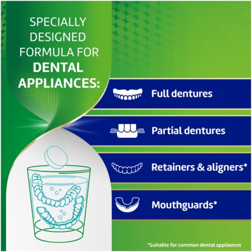 Polident Overnight Whitening Antibacterial Dental Appliance Cleanser Tablets Perspective: bottom