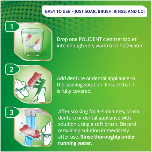 Polident 3 Minute Antibacterial Dental Appliance Cleanser Tablets Perspective: bottom