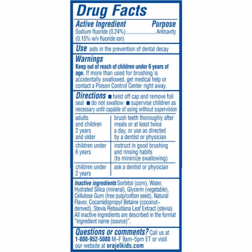 Orajel Kids PAW Patrol Anticavity Fluoride Toothpaste Natural Fruity Bubble Flavor Perspective: bottom