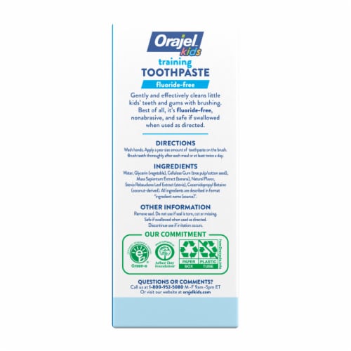 Orajel Kids PAW Patrol Fluoride-Free Training Toothpaste Natural Fruity Fun Flavor Perspective: bottom