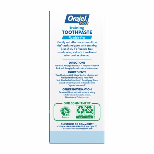Orajel Kids PAW Patrol Fluoride-Free Training Toothpaste Natural Fruity Fun Flavor Perspective: bottom
