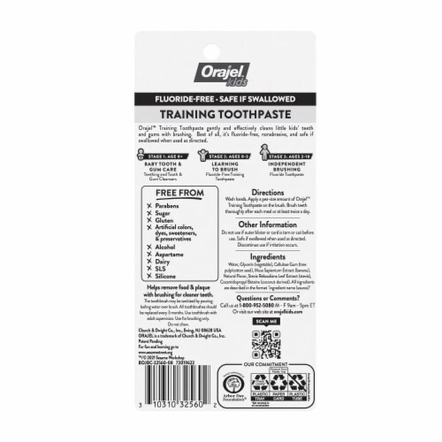 Orajel Kids Elmo Fluoride-Free Toothpaste And Toothbrush Set Natural Banana Apple Flavor Perspective: bottom