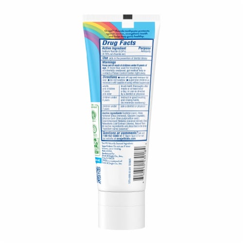 Orajel Kids Unicorn Anticavity Fluoride Toothpaste Natural Very Berry Strawberry Flavor Perspective: bottom