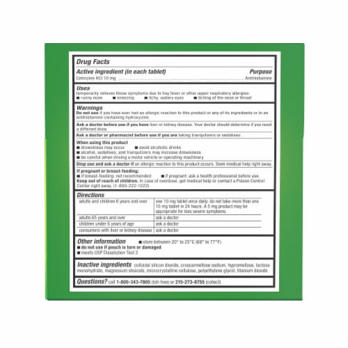 Zyrtec 24 Hour Allergy Relief Tablets Perspective: bottom