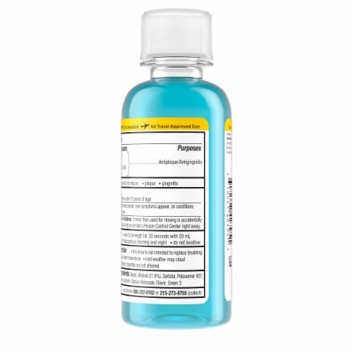 Listerine Cool Mint Antiseptic Mouthwash Daily Oral Rinse for Bad Breath Travel Size Perspective: bottom