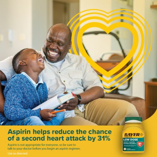 Bayer® Aspirin Low Dose Regimen Pain Reliever Safety Coated Tablets Perspective: bottom