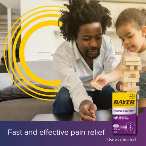 Bayer® Back & Body Pain Reliever Aspirin Caffeine Coated Caplets Perspective: bottom