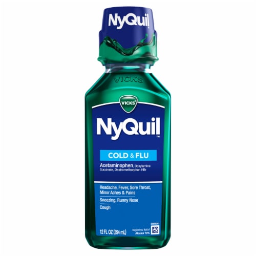 Vicks NyQuil Cold and Flu Relief Liquid Medicine Perspective: bottom