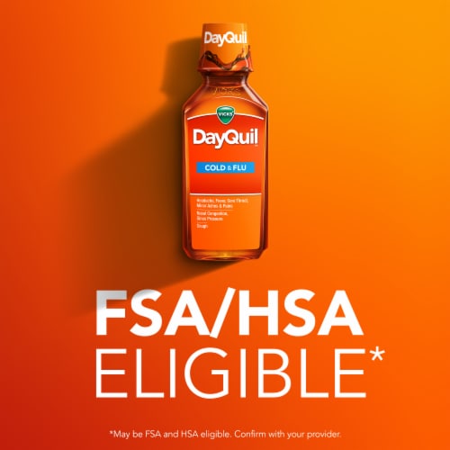 Vicks DayQuil Cold and Flu Multi-symptom Relief Medicine Liquid Perspective: bottom