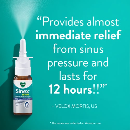 Vicks Sinex Severe Sinus Congestion Relief Ultra Fine Nasal Spray Oxymetazoline HCI Perspective: bottom