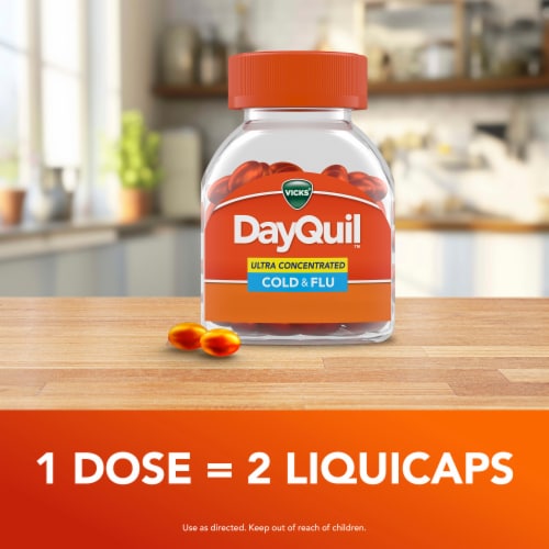 Vicks DayQuil Cold & Flu Ultra Concentrated Liquicaps Perspective: bottom