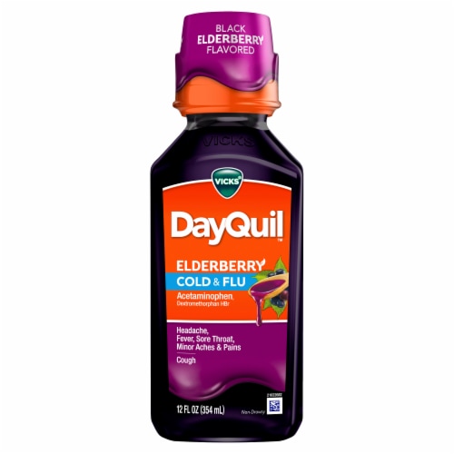 Vicks DayQuil Cold & Flu Relief Elderberry Liquid Perspective: bottom