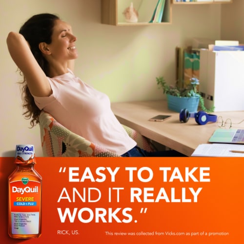 Vicks DayQuil Severe Cold and Flu Liquid Medicine Perspective: bottom