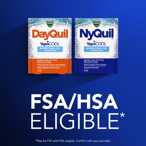 Vicks DayQuil and NyQuil Menthol Flavor VapoCOOL SEVERE Cold Flu and Congestion Medicine Caplets Perspective: bottom