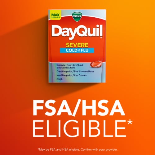 Vicks DayQuil Non-Drowsy Daytime Relief SEVERE Cold & Flu Medicine Perspective: bottom